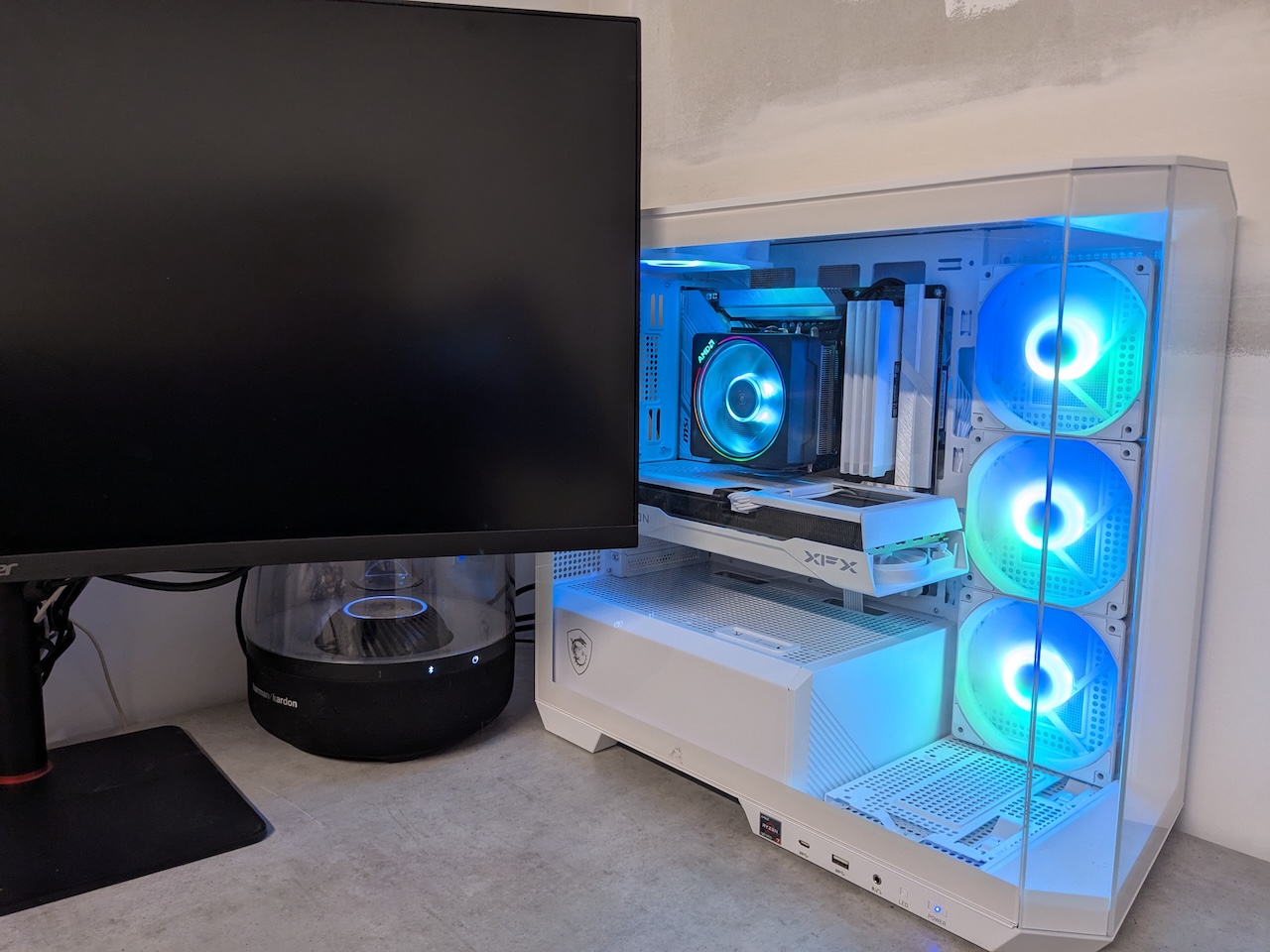 Completed PC build on the desk